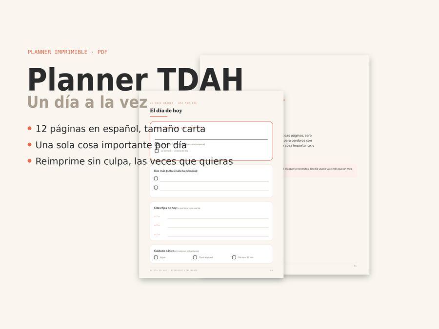 Planner TDAH «Un día a la vez»
